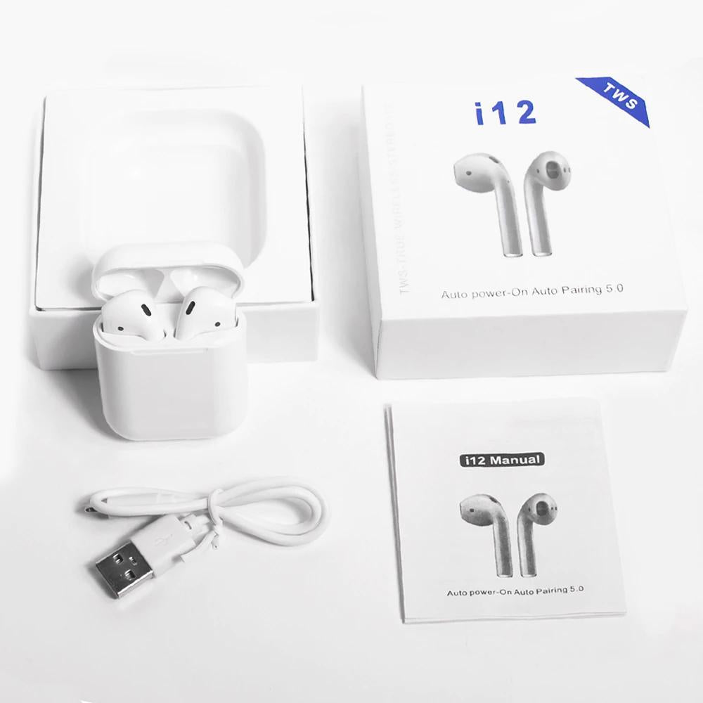 i12 TWS 5.0 Wireless Earbuds in lowest price | Noise Reduction - Long Battery - Auto Pairing
