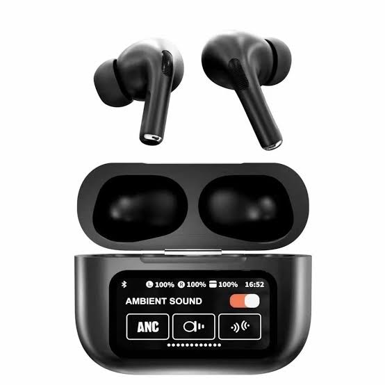 A9 Pro Airpods Wireless Earbuds with Touchscreen | Bluetooth 5.4 | ANC/ENC Noise Cancellation | 36H Battery | IPX5 Waterproof