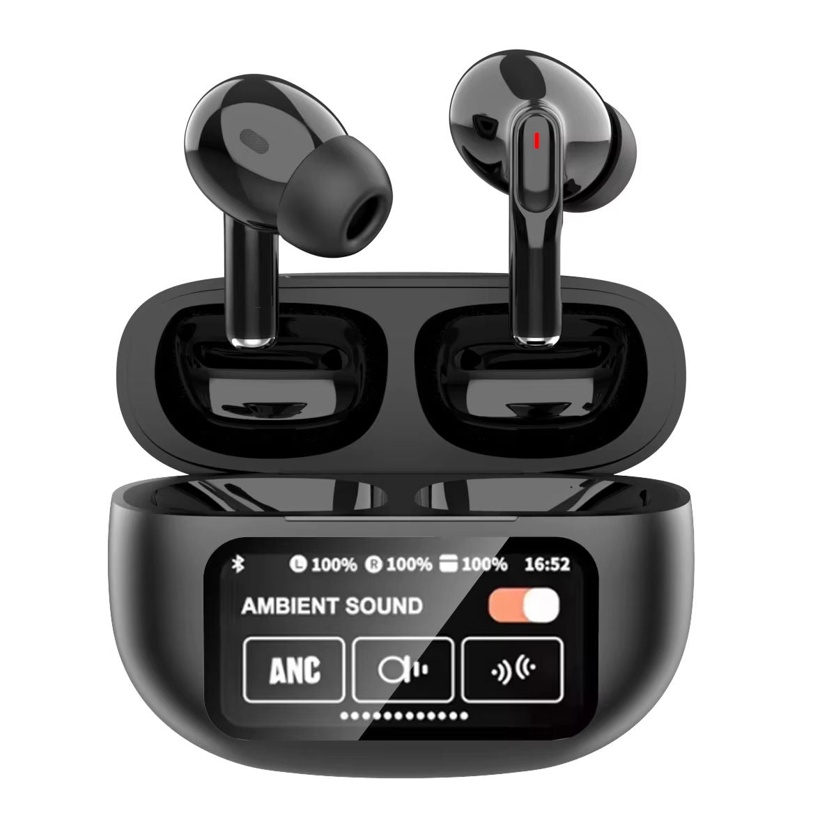 A9 Pro Airpods Wireless Earbuds with Touchscreen | Bluetooth 5.4 | ANC/ENC Noise Cancellation | 36H Battery | IPX5 Waterproof