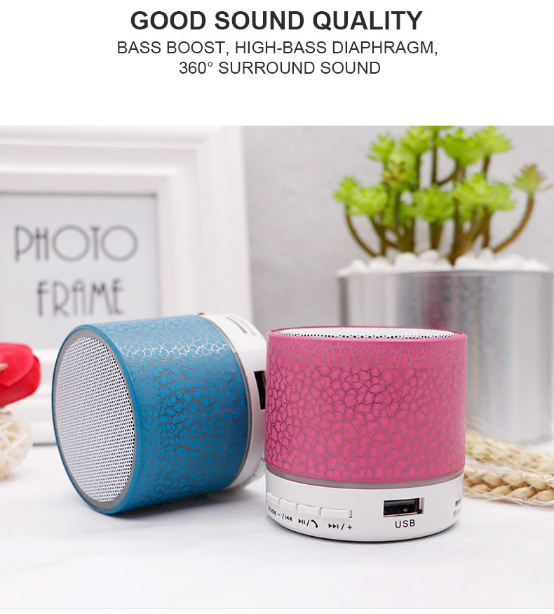 A9 Mini Wireless Bluetooth Speaker – RGB LED, Portable, 500mAh Battery, Memory Card Support