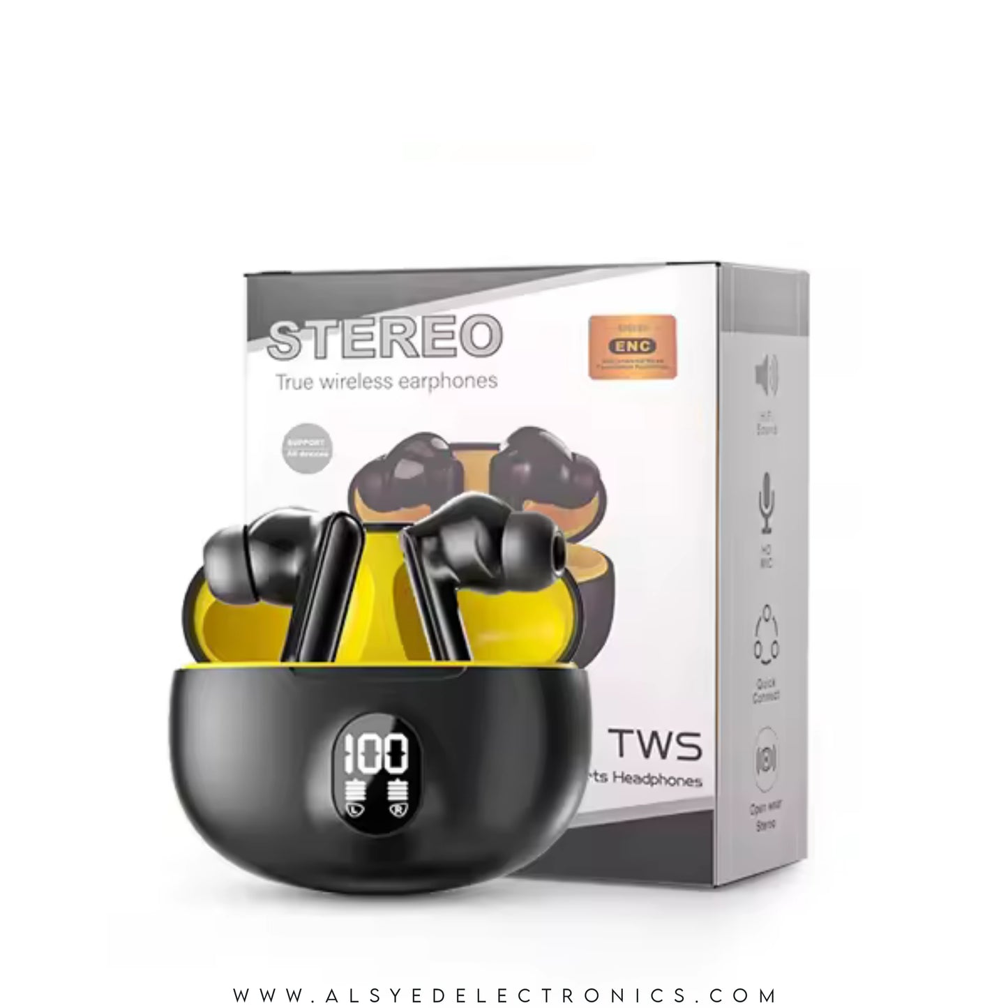 Stereo TWS Wireless Earbuds - LED Display | Long Battery - Bass Sound With Bluetooth 5.3