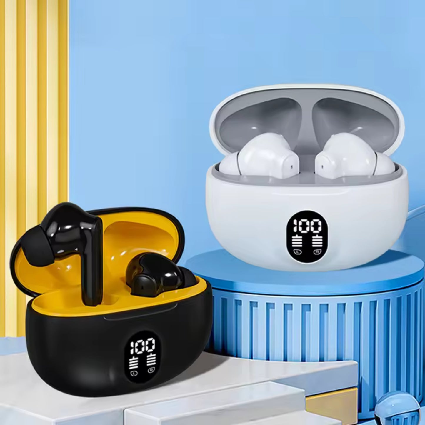 Stereo TWS Wireless Earbuds - LED Display | Long Battery - Bass Sound With Bluetooth 5.3