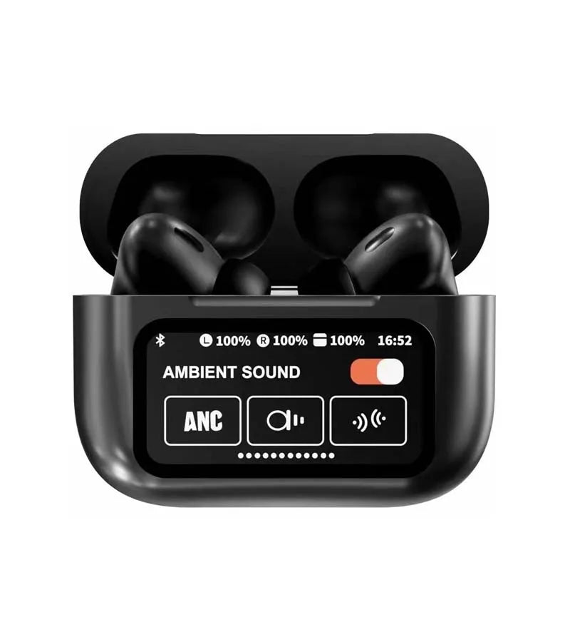 A9 Pro Airpods Wireless Earbuds with Touchscreen | Bluetooth 5.4 | ANC/ENC Noise Cancellation | 36H Battery | IPX5 Waterproof