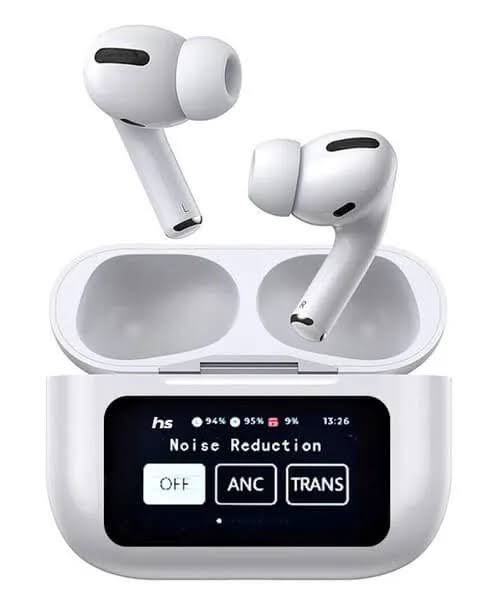 A9 Pro Airpods Wireless Earbuds with Touchscreen | Bluetooth 5.4 | ANC/ENC Noise Cancellation | 36H Battery | IPX5 Waterproof