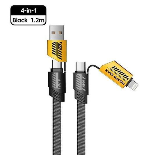 4 in 1 65W Fast Charging PD Cable | USB-A & USB-C to Type-C, iPhone | 1.2m Nylon Braided