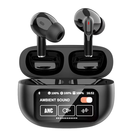 A9 Pro Airpods Wireless Earbuds with Touchscreen | Bluetooth 5.4 | ANC/ENC Noise Cancellation | 36H Battery | IPX5 Waterproof