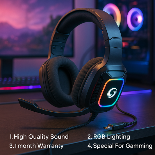 Keoni Original RGB Gaming Headphones with Mic – Ultra Bass Sound – LED Lights | 1 Month Warranty